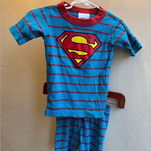 Hanna Andersson Superman super hero cotton stripe shorts PJs 4T.
